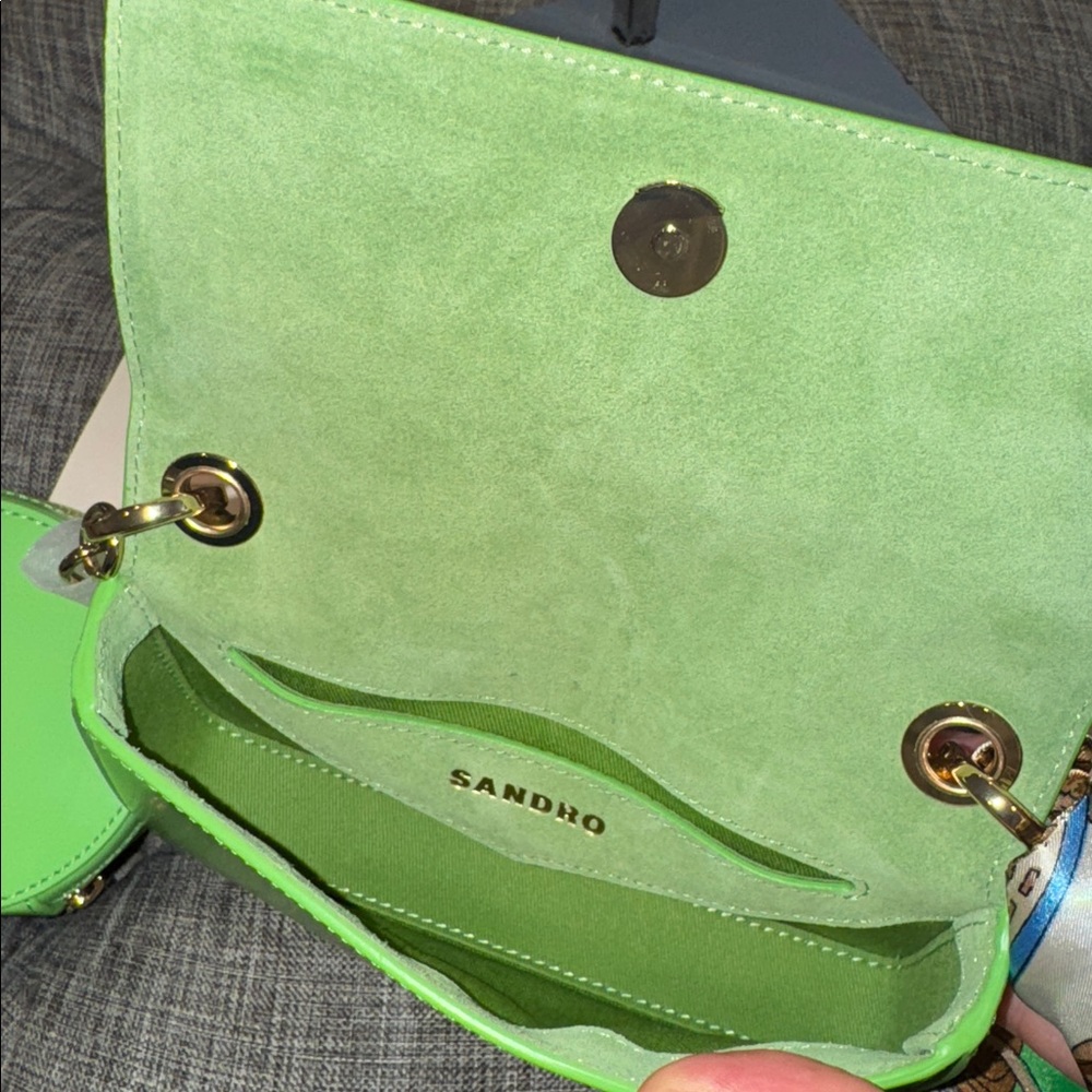 Sandro Bag Totemo Mini Leather Green Shoulder Bag - Picture 13 of 17